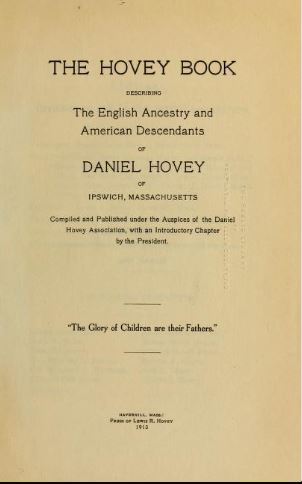 Hovey Book - Extract for entries related to Abigail Andrews